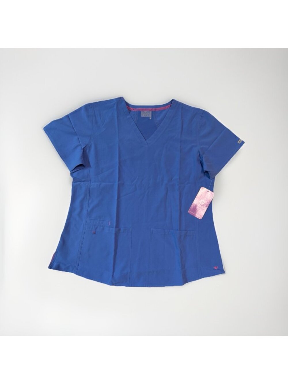 MED COUTURE Stretchy Multi Pockets Women's Scrub Top 8579 -Ceil Blue - 2XL